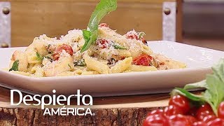 Receta de pasta con camarones y salsa toscana [upl. by Kennet]