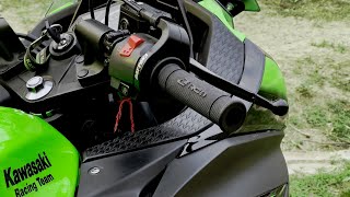 Installing New RCB Grips on My Kawasaki Ninja 300  Bikosapien [upl. by Ellerey]