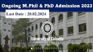 Ongoing PhD Admission 2023  Calcutta University  West Bengal [upl. by Jo-Anne]