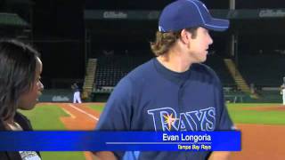 Evan Longorias stops 95mph ball from smashing reporter in the face [upl. by Yliak340]