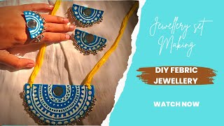 DIY FEBRIC JEWELLERY SET 💙  MAKING JEWELLERY SET  AT HOME 🏡 DIYFEBRICJEWELLERYSET [upl. by Haye]