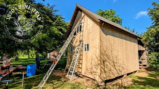 Barn Siding Installation  Beautiful 12quot Hemlock  Board amp Batten [upl. by Nyladnarb]