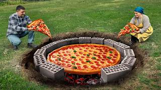 We Baked a Giant Homemade Pizza Underground [upl. by Esiole]