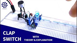 Clap Switch circuit on Breadboard Sound triggered LED  Transistor  555 timer projects [upl. by Sletten26]