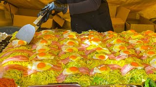 japanese street food  hiroshima style okonomiyaki お好み焼き hiroshimayaki [upl. by Walden]