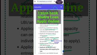 union bank mudra loan apply onlineunion bank mudra loan detailsmudra loan eligibilitymudraloan [upl. by Talbot]