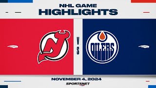 NHL Highlights  Devils vs Oilers  November 4 2024 [upl. by Merlin]