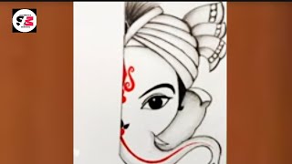 How to draw God Genesha half face Easy drawing ideas for beginners  Bhagwan drawing [upl. by Willamina177]