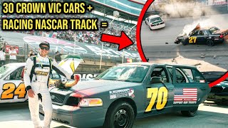 We Raced 30 Crown Vics On Bristol Motor Speedway CRASH [upl. by Magner156]