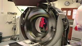 Radiologist films inside of a CT scanner spinning at full speed [upl. by Gardie]