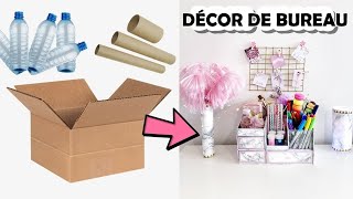 IDÉES DE DÉCORATION DE BUREAU À PARTIR DE DÉCHETS  ORGANISATEUR DE BUREAU À PARTIR DE CARTON ETC [upl. by Yenattirb]