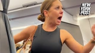 Woman has meltdown over ‘not real’ passenger on American Airlines flight ‘I’m getting the f–k off’ [upl. by Shaner183]