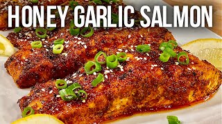 DELICIOUS Baked Honey Garlic Salmon  EASY Salmon In The Oven Recipe [upl. by Etac863]