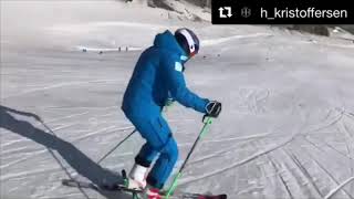 Back on snow Henrik Kristoffersen summer ski training alpine skiing SaasFee glacier slalom drills [upl. by Ennove]