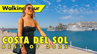 Best of Costa del Sol walking tours  summer 2022  Marbella to Málaga town amp beach virtual tours [upl. by Ahsirk841]