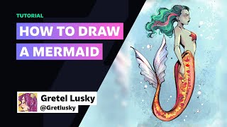 How to draw a Mermaid w Gretlusky  DeviantArt Tutorials [upl. by Hylton]