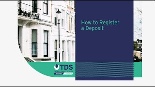 How to Register a Deposit  Tenancy Deposit Scheme TDS [upl. by Bodkin]