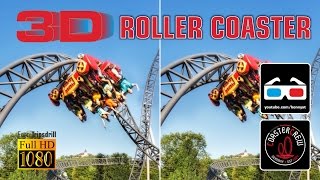 3D Side by Side Roller Coaster Karacho onride POV Stereoscopy Anaglyph Tripsdrill [upl. by Bealle]