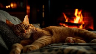 Purring Cat and Burning Fireplace  ASMR Video for Your Sound Sleep [upl. by Orpheus]