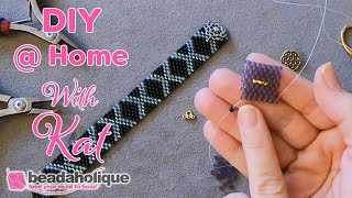 How to Finish Peyote Bead Weaving with a Stitch in Connector and Button Closure [upl. by Pierpont947]