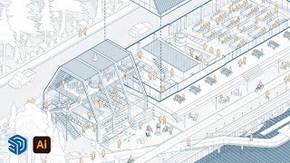 HOW TO Exploded Axonometric Diagram with SketchUp amp Illustrator [upl. by Roach]