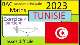 BAC MATHS session principale TUNISIE 2023 Corrigé Exercice 4 partie A etude de fonction et courbe [upl. by Pears]