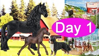 Schleich Advent Calendar Farm Animals Horse Show and Horses Day 1 [upl. by Fellows]