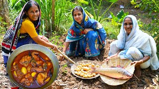 বাগানের পাকা আলু দিয়ে মৃগেল মাছের লাল ঝোল সঙ্গে মাছের টক রান্না  Village style fish curry recipe [upl. by Zeke173]