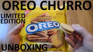 Unboxing Oreo Churro Flavor Creme Filled Limited Edition Sandwich Cookies [upl. by Emarie565]