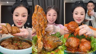 Spicy Chinese food 🌶 SOSLU ÇİN YEMEKLERİ YEME  Mukbang  Sheep Brain and Heads 먹방 [upl. by Aletse]