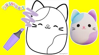 Coloring Squishmallows Cora the Cat [upl. by Hamburger]