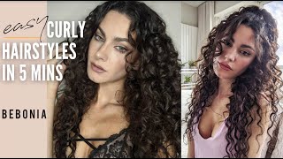 5Minute Easy Curly Hairstyles  Bebonia Clip in Curly Hair Extensions [upl. by Aihsital31]