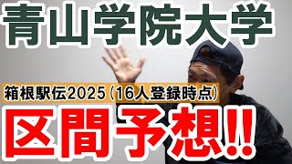 青山学院大学の区間予想します 【箱根駅伝202516人登録時点】 [upl. by Iona]