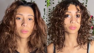 Doing double unicorn layers on my curlywavy hair How to get layers foryou hair curly blowup [upl. by Aleydis]