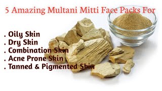 5 Amazing Multani Mitti Face Packs For All Skin Type Multani Mitti Face Pack For Glowing Skin [upl. by Elpmet]