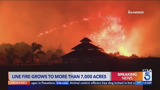 Line Fire burns over 7100 acres forcing evacuations in San Bernardino County [upl. by Zenobia140]