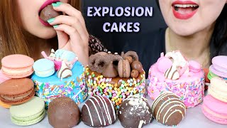 ASMR MINI EXPLOSION CAKES  CHOCOLATE CAKE TRUFFLES  MACARONS 리얼사운드 먹방  KimampLiz ASMR [upl. by Akiaki]