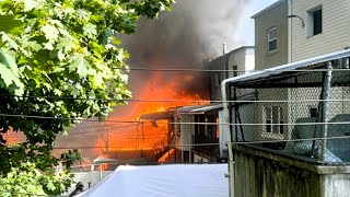 FDNY  Early Arrival  RAW Audio  Queens 5th Alarm Box 5289  Heavy Fire in 7 Houses  8324 [upl. by Hanny331]