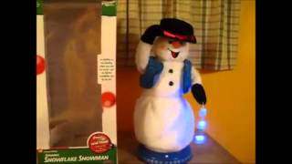 Gemmy  Spinning Snowflake Snowman 1song version [upl. by Adrahs604]