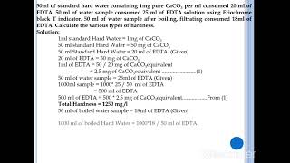 Water  Engineering Chemistry  Numericals based on EDTA method Lecture  5 [upl. by Enelyk]