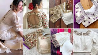 Latest White Saree Blouse Designs 2022  White Blouse Neck Designs White Colour Blouse Ki Designs [upl. by Urba]