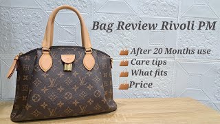 Bag Review  Louis Vuitton Rivoli PM  20 Months use  What Fits  Price [upl. by Ediva]