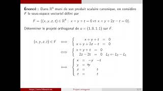 Comment déterminer le projeté orthogonal sur un sousespace vectoriel dun espace euclidien [upl. by Gibb651]