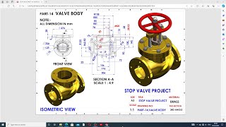 SOLIDWORKS PRACTICE FULL LECTURE104 STOP VALVE [upl. by Yrrap]