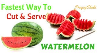 Easy and Fastest and Way to CUT and SERVE Watermelon  Best Trick  PrayogShala [upl. by Ardnahcal]