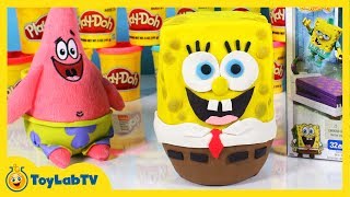 Giant Play Doh Spongebob Squarepants Surprise Egg with Mega Bloks Toys [upl. by Jaime]