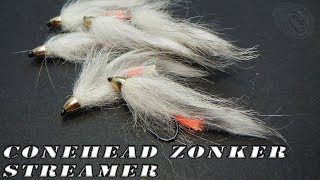 Fly tying Conehead zonker streamer [upl. by Erdnaet690]