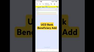 UCO Bank Beneficiary Add  uco beneficiary shorts ytshorts [upl. by Savadove]