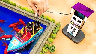 diy mini tractor  petrol pump diesel goods boat science project  diy cow shed  Humblekid22 [upl. by Rose]