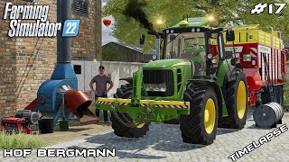 Turning GRASS into HAY in HAY DRAYER  Hof Bergmann  Farming Simulator 22  Episode 17 [upl. by Ahcurb]